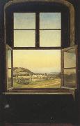 Johan Christian Dahl View of Pillnitz Castle from a Window (mk22) Norge oil painting reproduction